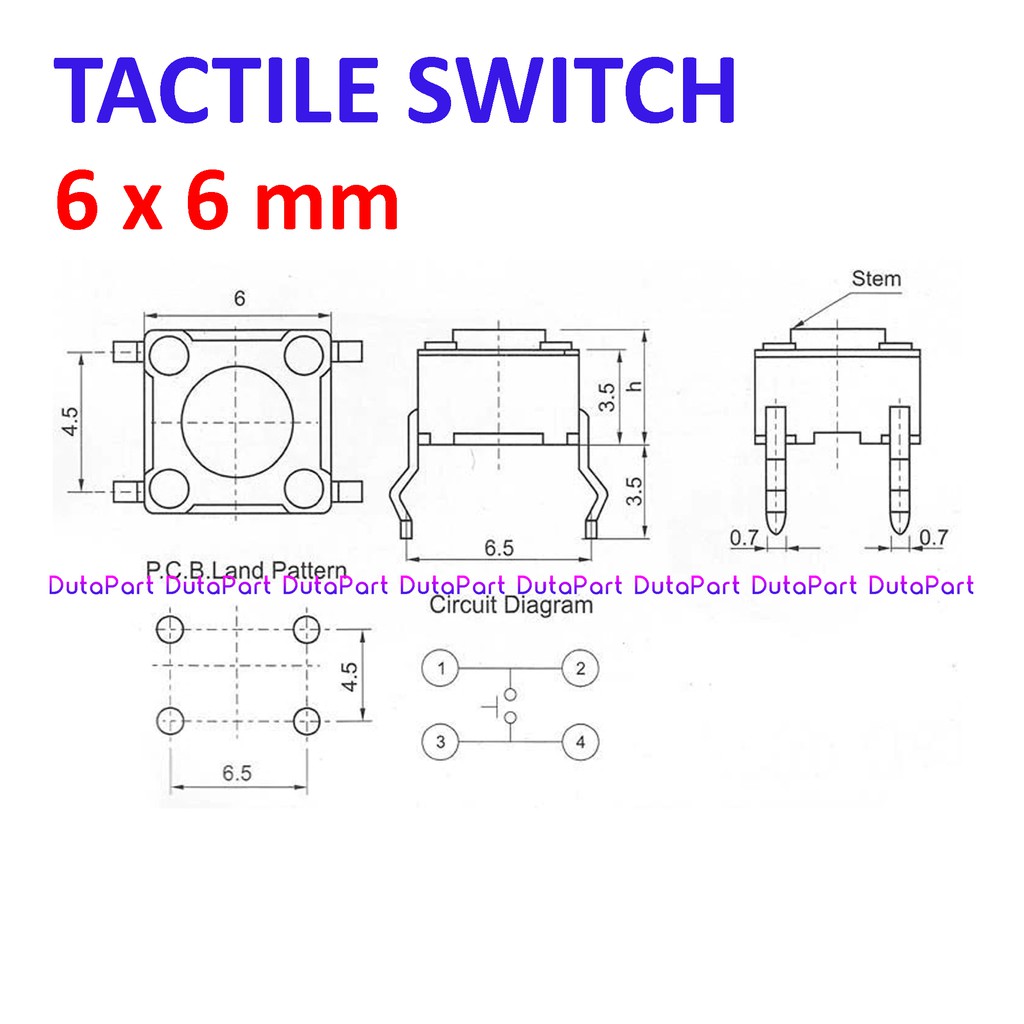 Tactile Switch Push Button 6x6 mm 6x6 PCB Mount SILAHKAN PILIH UKURAN