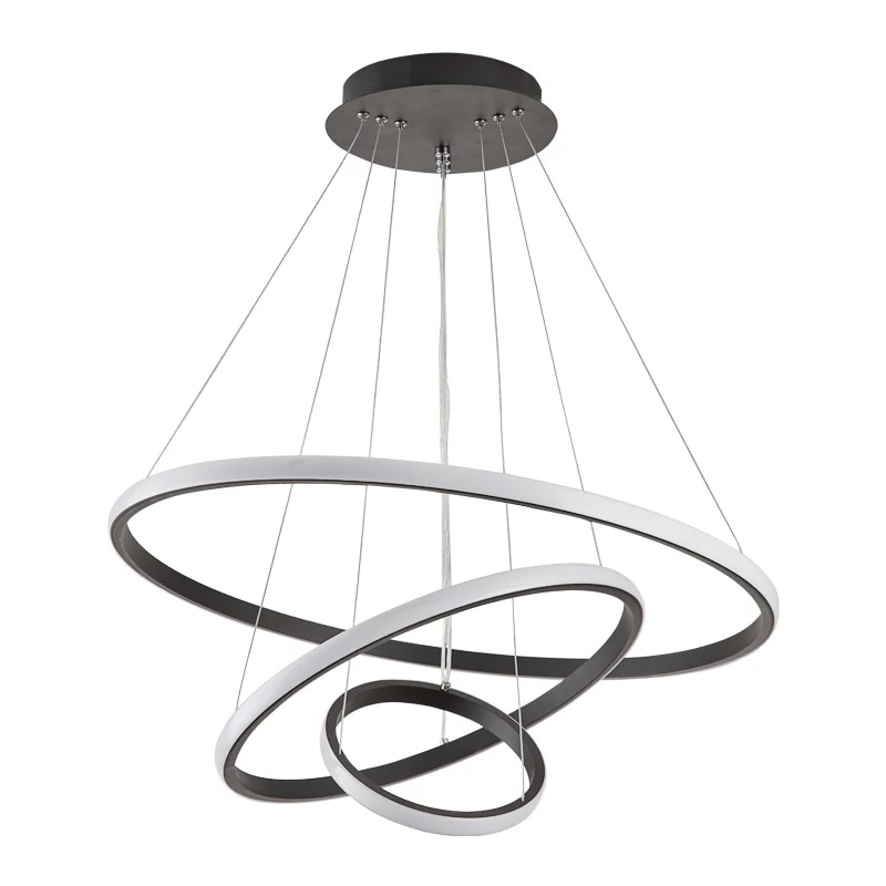 Lampu Gantung Hias Mewah Luxury Premium Minimalis Modern Aesthetic Estetik 3 Ring Pendant LED - Hitam