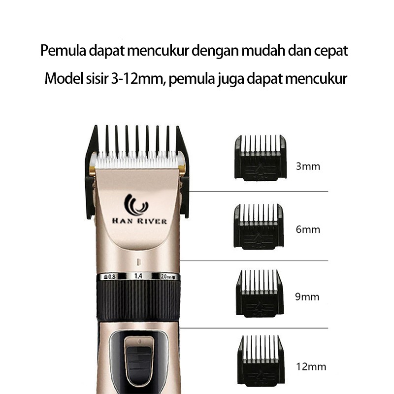 HAN RIVER Cukur Rambut /cukur rambut elektrik Penyesuaian panjang Alat cukur rambut/cukur rambut Cordless