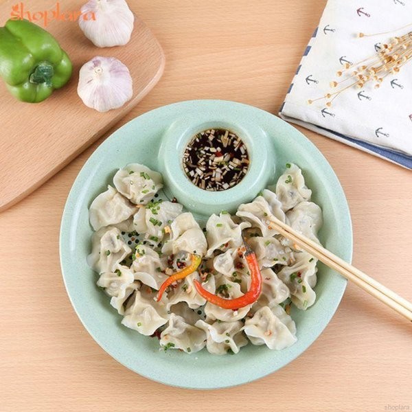 Igrosir Piring Saji Dumpling/ Pring Saji kuotie Bahan Plastik Bulat 2 lapis