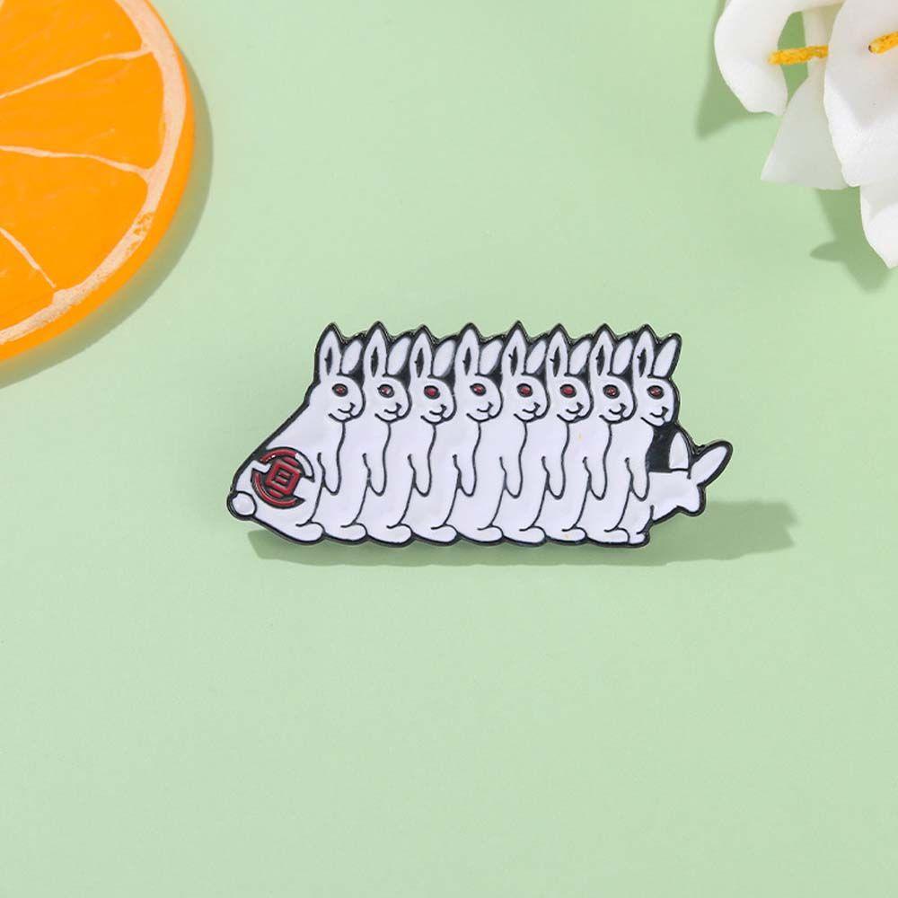 Lanfy Rabbit Bros Hadiah Untuk Wanita Pria Kerah Bros Line Up Evil Rabbit White Rabbit Badge Pin Lapel Pin Enamel Pin