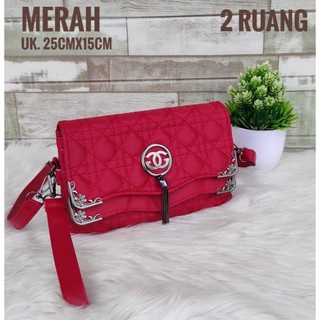 TAS SELEMPANG WANITA MURAH 2 RUANG BORDIR 6190#