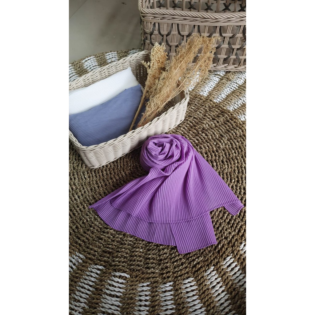 CRIMELDA PASHMINA PLISKET FULL 175x75 DIAMOND CREP HIJAB FASHION MUSLIM-LILAC P.PLISKT