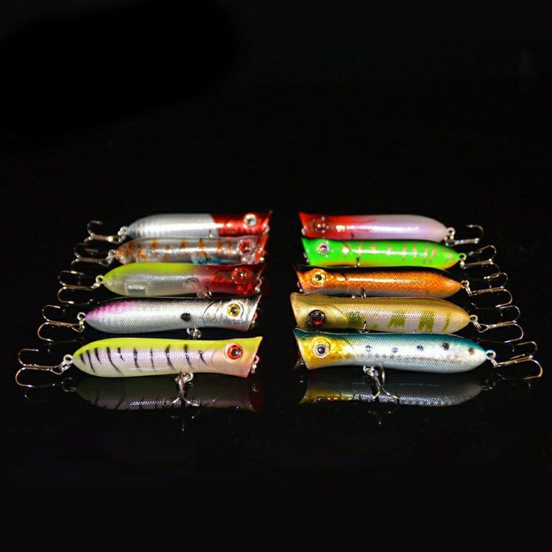 (P04) 11g/8cm Float Popper Fishing Lure Mouth Hard Bait troll top-water Minnow Treble Hook Artificial Bait