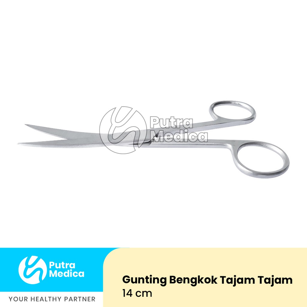 Sakamaed Gunting Jaringan Bedah Operasi Medis Bengkok Tajam Tajam 14cm / Surgical Scissor Stainless Steel