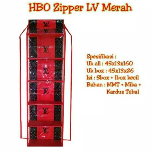 Rak Tas Gantung HBO Zipper LV MERAH