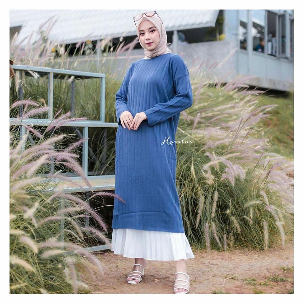 Tunik Double Slit  - Rajut Termurah - Rajut Wanita Tebal Premium