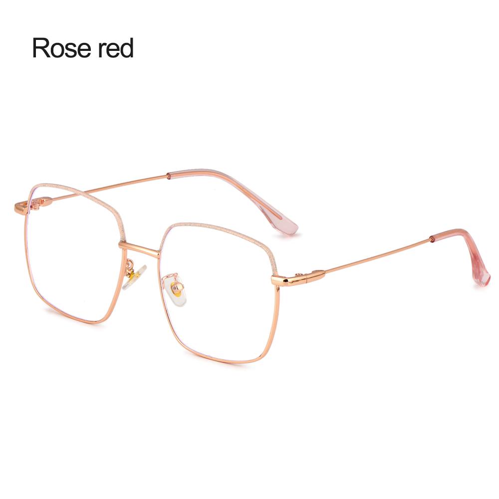 R-flower Vintage Square Kacamata Anti-Letih Spectacles Perlindungan Radiasi Diamond Frame Eyewear