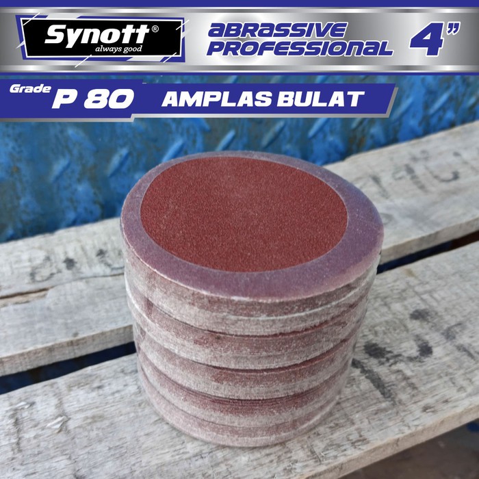 Amplas Bulat 4 INCH ( P80 5 PCS ) SYNOTT 5 Lembar