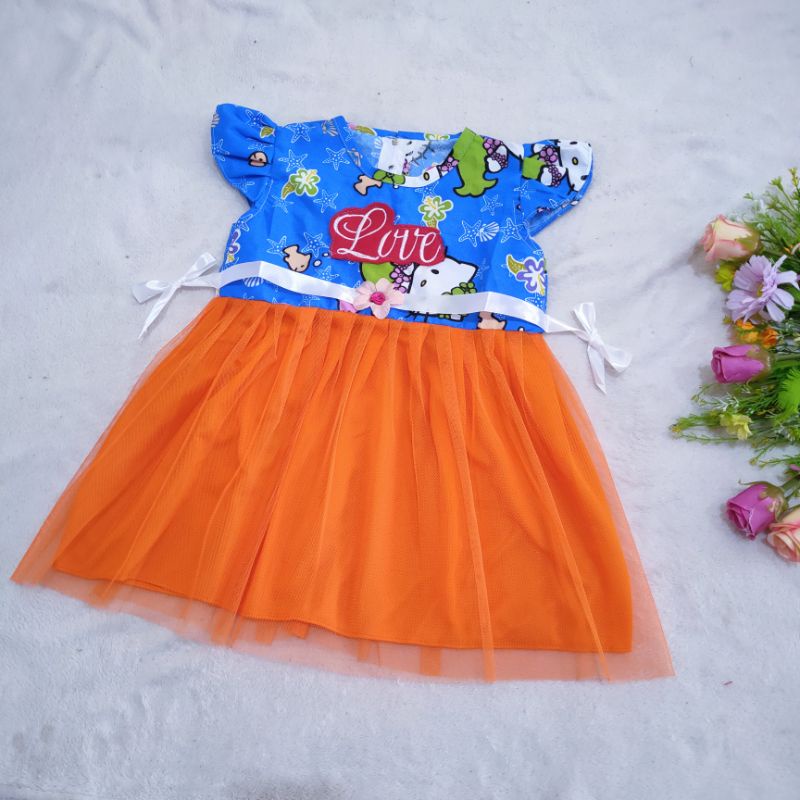 Dress syalala anak 1 2 tahun tutu gaun anak cewek perempuan murah  ( dress syalala hk)