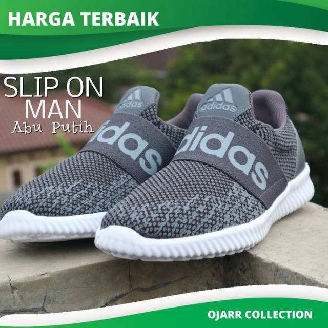 Sepatu Adidas Slip On Cloud Slop Running Pria Cowok Laki Grade Ori - Hitam, 39