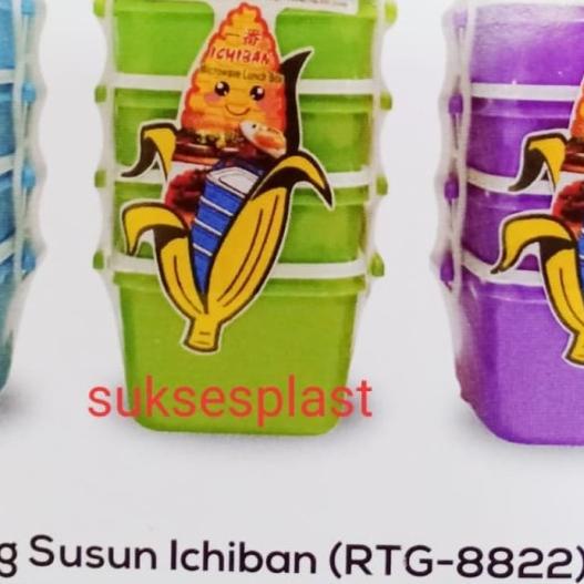 ♦ rantang susun 4 ICHIBAN plastik Lunch box kotak makan Rantang Piknik ✻