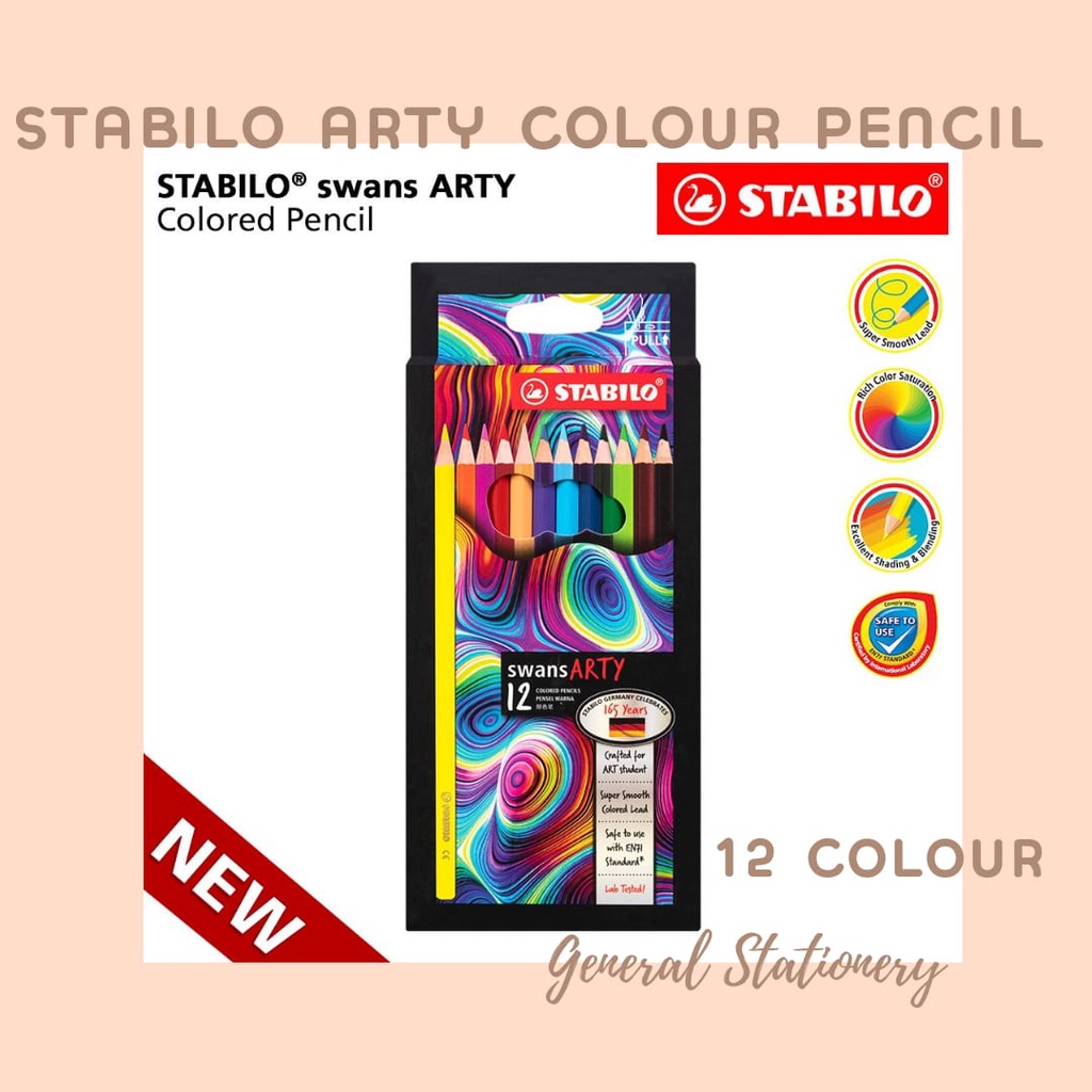 

Stabilo Swans Arty 12 Colored Pencils / Stabilo Pencil Warna 12 Colour