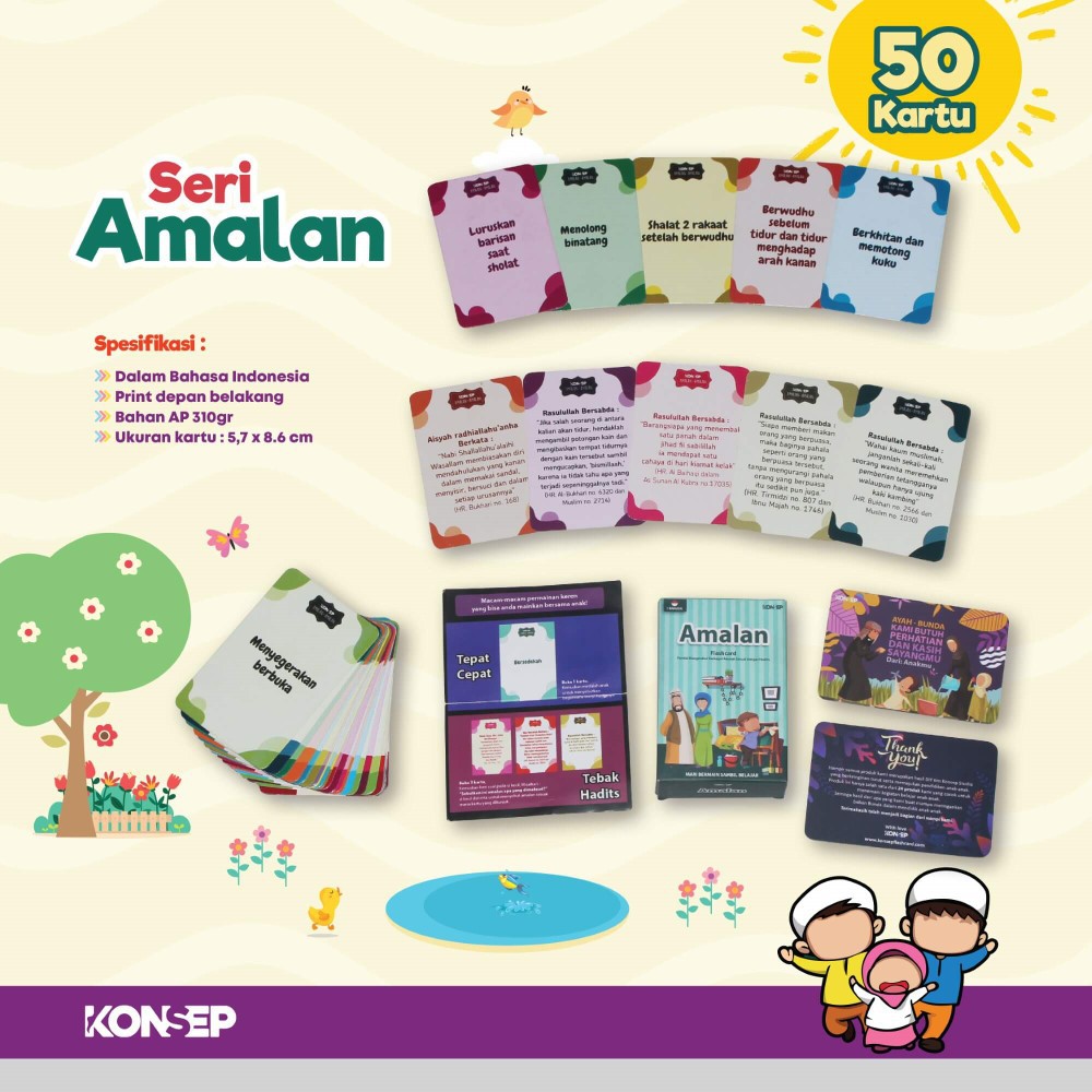 Flash Card Amalan - Kartu Belajar Anak Bergambar - Konsep Studio Original