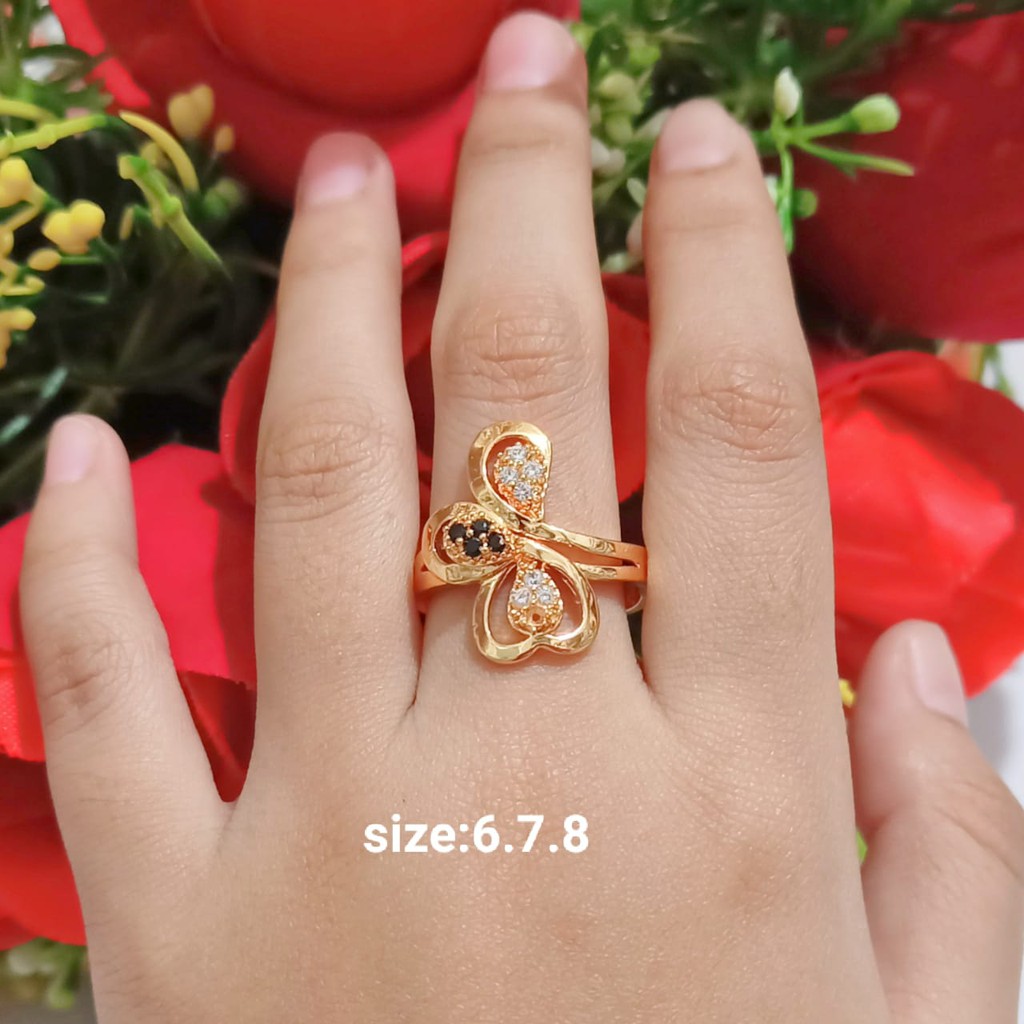 Cincin Dewasa Permata Zircon Gold Perhiasan Wanita Limited edition (COD)