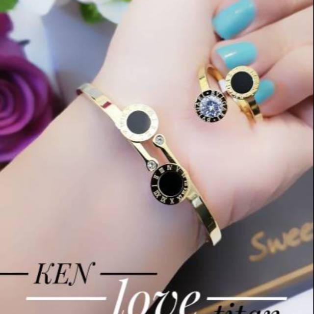 Titanium set perhiasan lapis emas 24k 0404