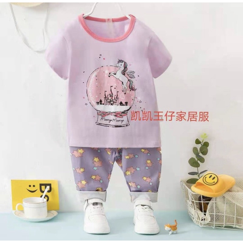 BAJU ANAK PEREMPUAN 5-7THN SETELAN CELANA PANJANG PIYAMA KAOS IMPORT PREMIUM MOTIF READY STOCK SIZE