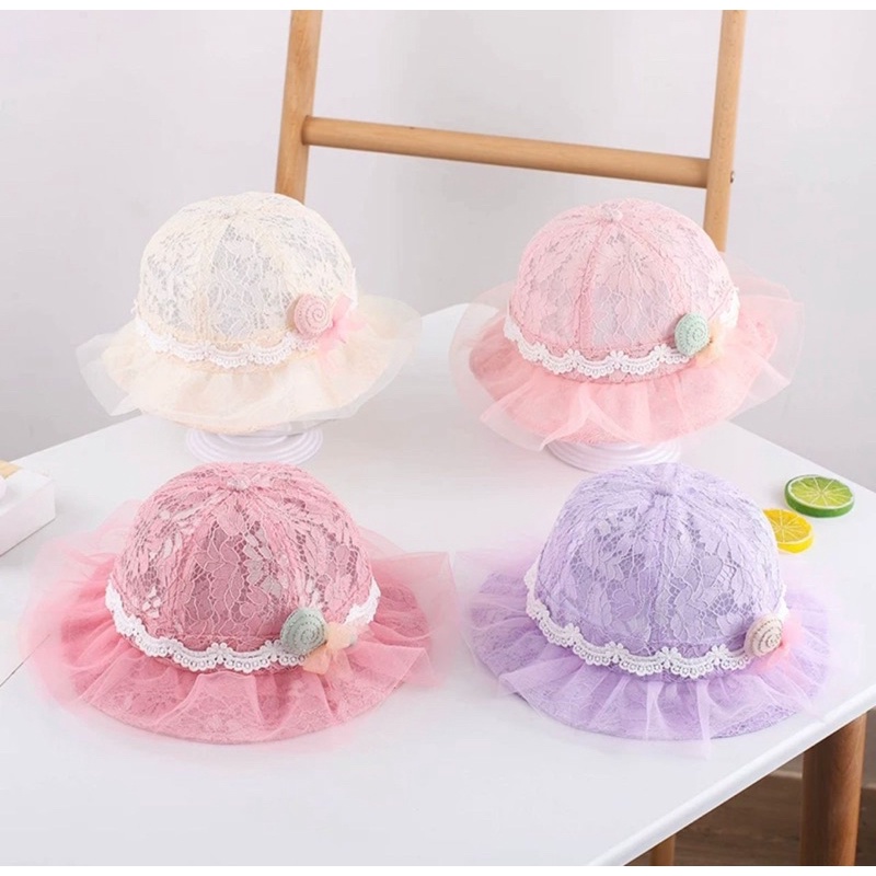 Topi Bucket Balita Anak Perempuan Import Model Chiffon LOLLIPOP