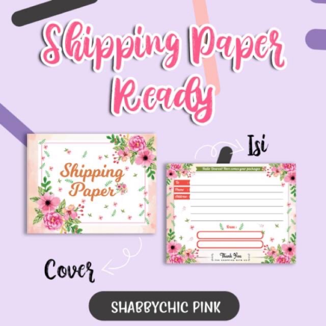 

KERTAS ALAMAT / SHIPPING PAPER - SHABYCHIC PINK / BUNGA / FLOWER / VINTAGE ISI 100Lbr