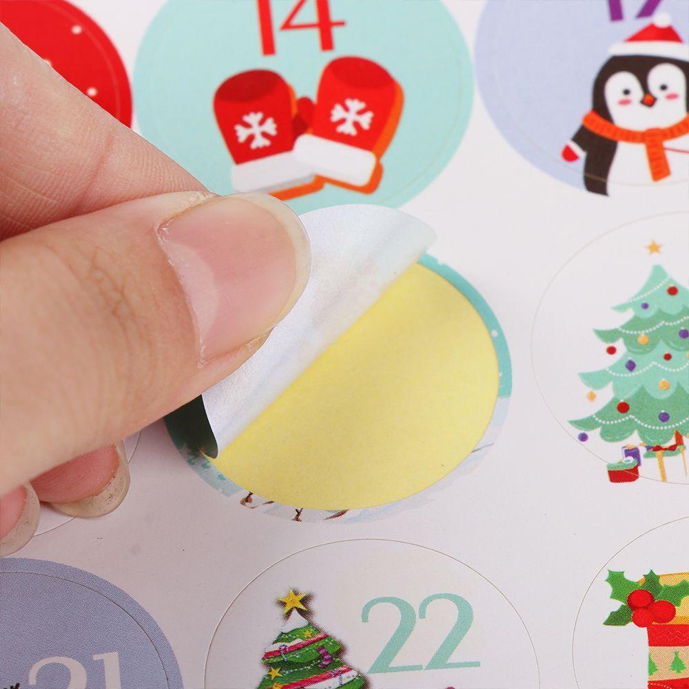 Nanas 120 Pcs Kertas Hadiah Stiker Cookie Candy Tag Paket Label Merry Christmas Self Adhesive Advent Nomor Kalender