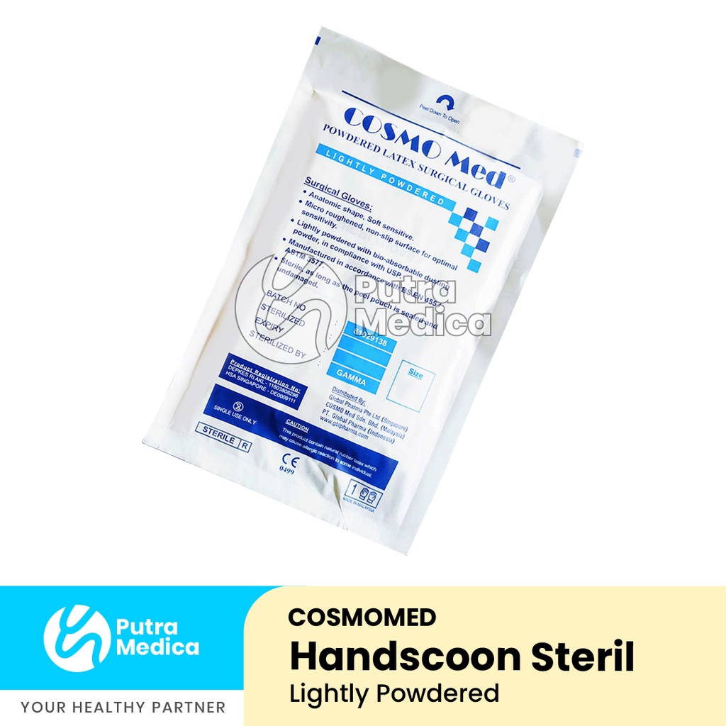 Cosmomed Handscoon Steril - 1 Pasang / Sarung Tangan Karet Latex Steril