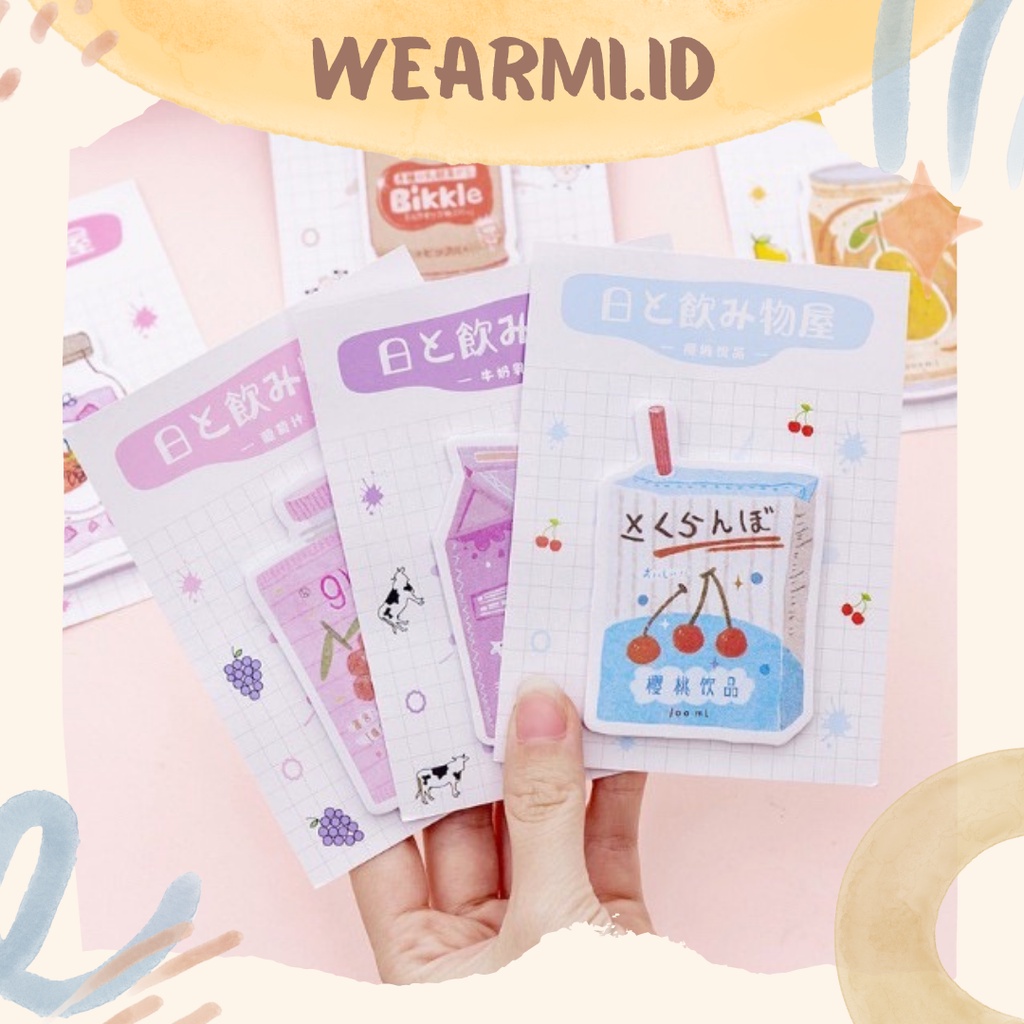 

SN1 - Wearmi Sticky Notes 30 Sheets Milk Stickers Kawai Drink Memo School Paper Journal Scrapbook