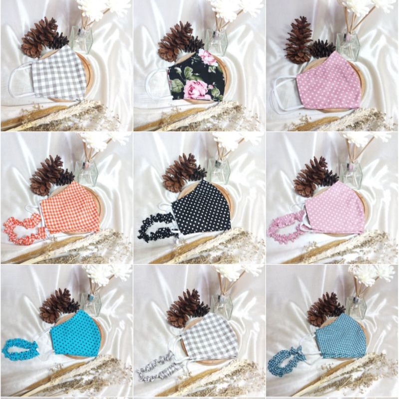 Masker Kain Motif Kain Katun - Earloop/non hijab & Headloop/hijab