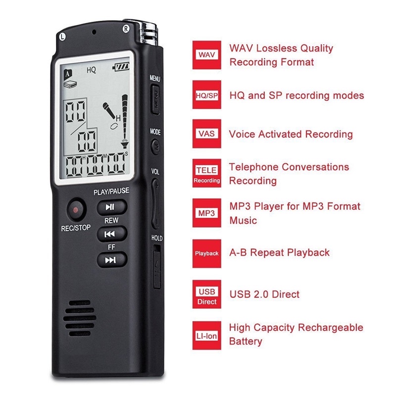 Perekam Suara Digital Voice Recorder 8GB - T60 - Black