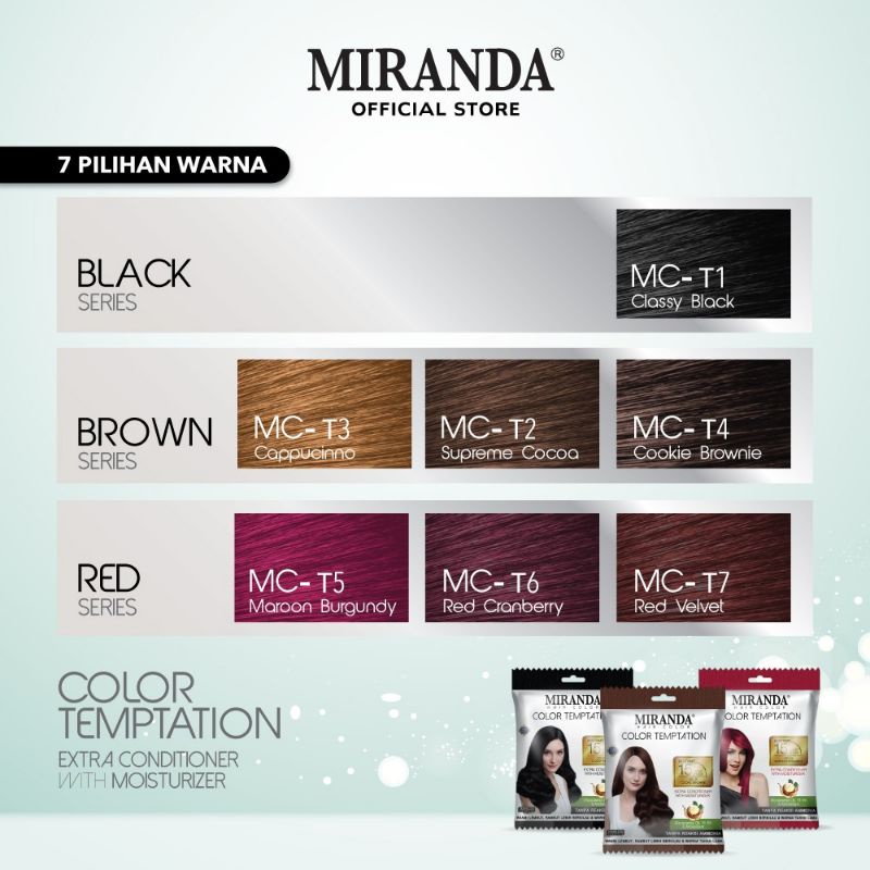 MIRANDA HAIR COLOR TEMPTATION SACHET / MIRANDA CAT PEWARNA RAMBUT INSTANT 15 MENIT