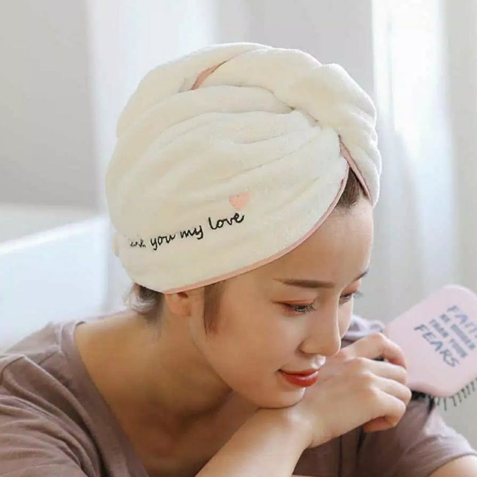 ☛TK☚ R523 Handuk Keramas cepat kering Bahan Microfiber/ Handuk Turban / Magic towel / Head Towel Fast Dry Hair