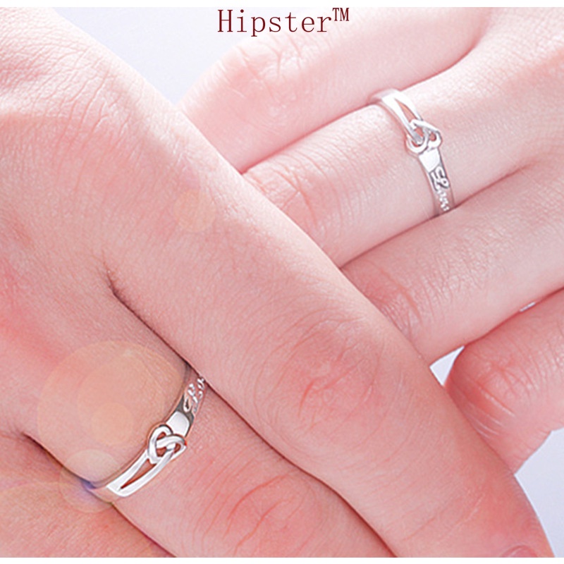 Hot Sale Personalized 925 Silver Heart-Shaped Adjustable Couple Ring