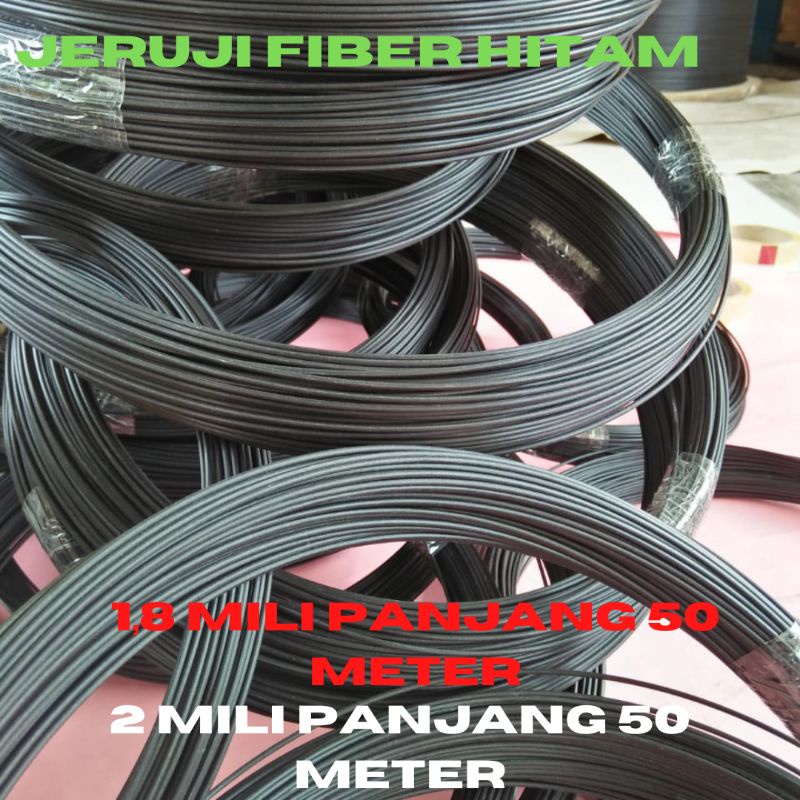 Ruji kandang burung Ruji Jeruji fiber Hitam 1,8mm dan 2 mm 50 meter non kulit produk import