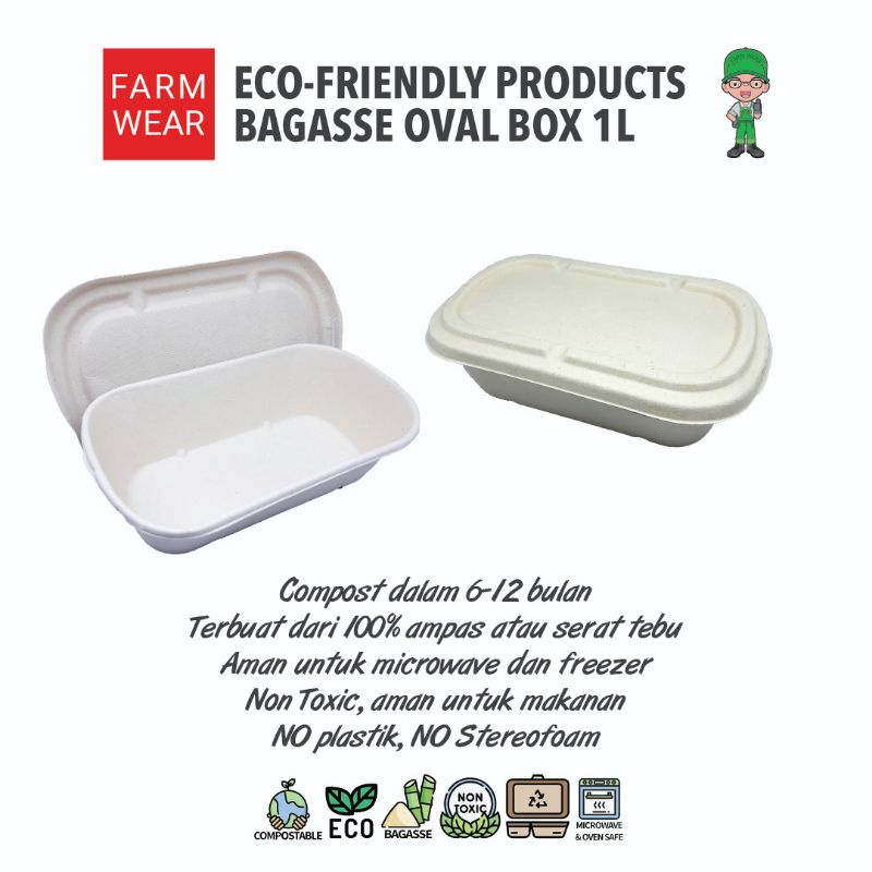 FARMWEAR - Bagasse Oval Box 1000ml