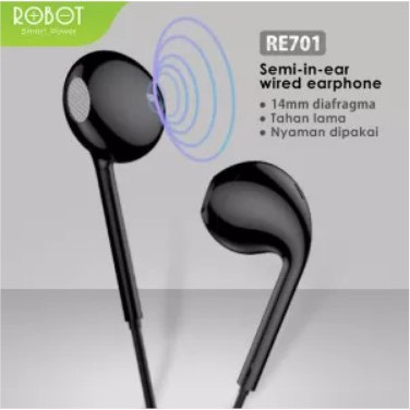 ROBOT RE10 EARPHONE SEMI IN-EAR WIRED EARPHONE HANDSFREE LIKE EARPODS