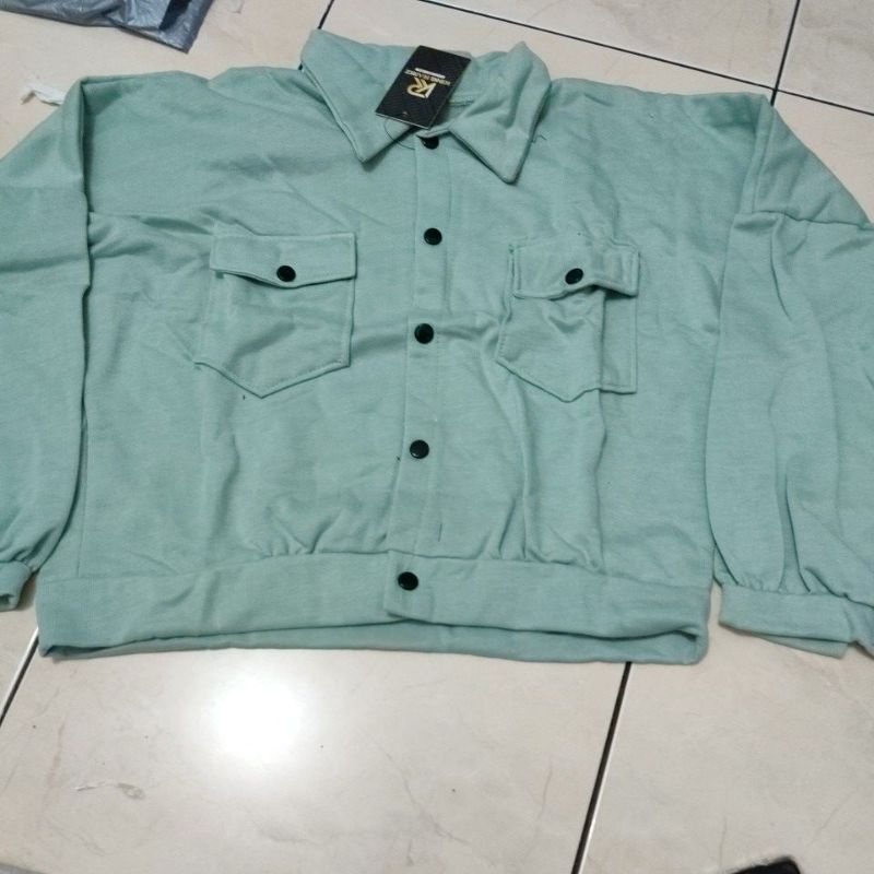 Jaket olin button bahan fleece fit to L