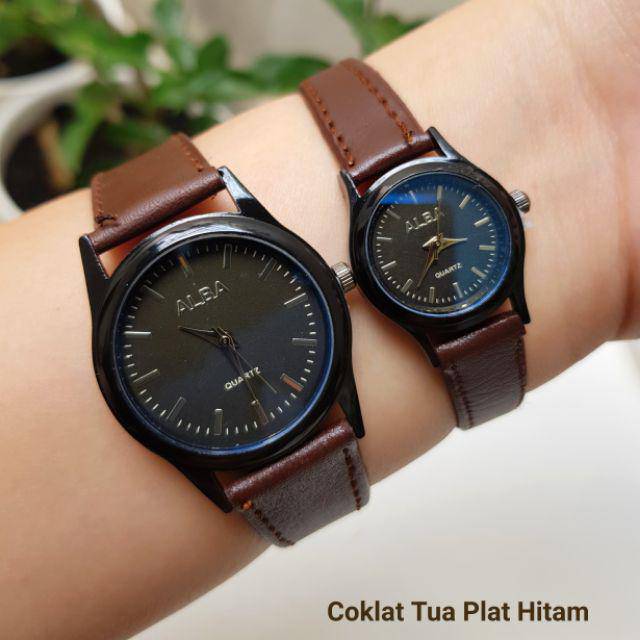 JAM TANGAN PRIA/WANITA ALBA COUPLE BALOK KULIT COD BISA BAYAR DITEMPAT
