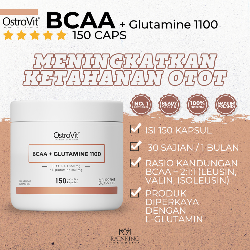 Suplemen Fitness Gym BCAA + Glutamine 1100 Pembentuk Glikogen Otot Diet Pelangsing Pembakar Lemak