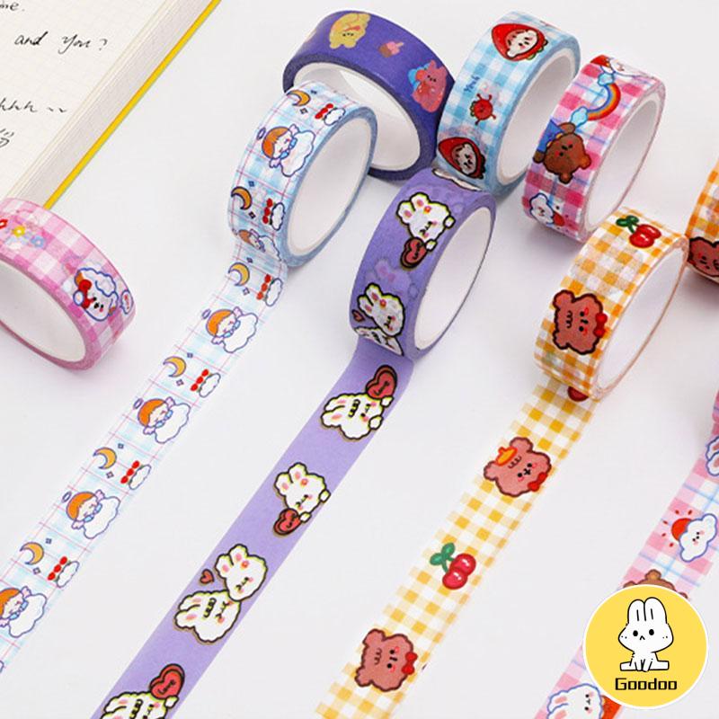 1 Pc Stiker tape Hewan Lucu Washi Tape Decor Masking Tape Untuk Dekorasi DIY Scrapbook / Jurnal -Doo