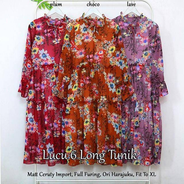 LUCU 6 LONG TUNIK, Matt Ceruty Import, Full Furing, Ori Harajuku,