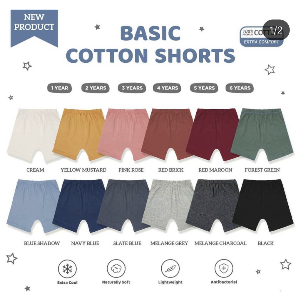 CLEARANCE SALE Little Palmerhaus Basic Cotton Shorts 0-3 Tahun CBKS