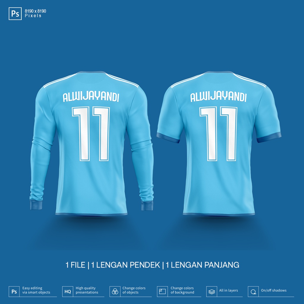 Mockup Jersey Bola (1File + Lengan Panjang & Pendek) BACK