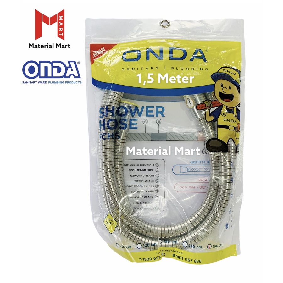 Selang Shower Mandi Onda 150 CM | Shower Fleksibel Hose FCHS Onda 150Cm | Material Mart