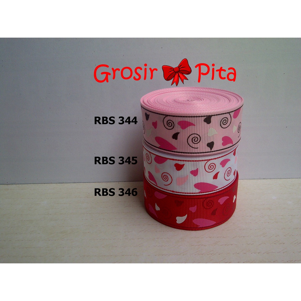 

(25 yard) Pita Grosgrain Motif Love RBS 344,345,346 | Toko Bahan Craft | Grosir Pita