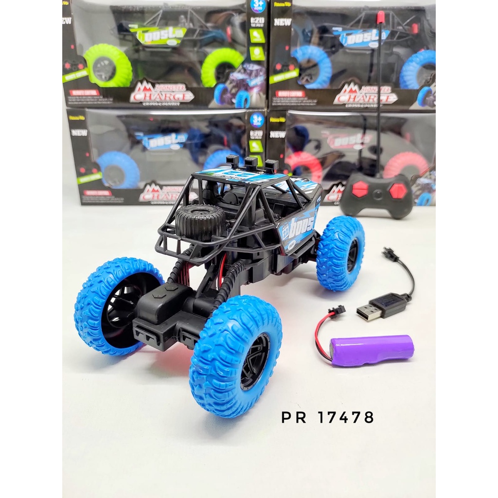 Mainan Anak  Mobil Remote Control RC MONSTER CHARGE CROSS COUNTRY SKALA 1:20 ada Lampu LED dan Baterai Charge