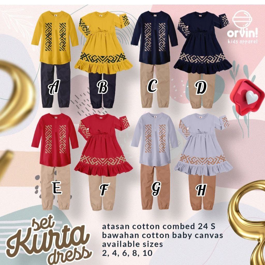 Set kurta & dress anak combad24s size 2t-10t by OrvinKidsApparel