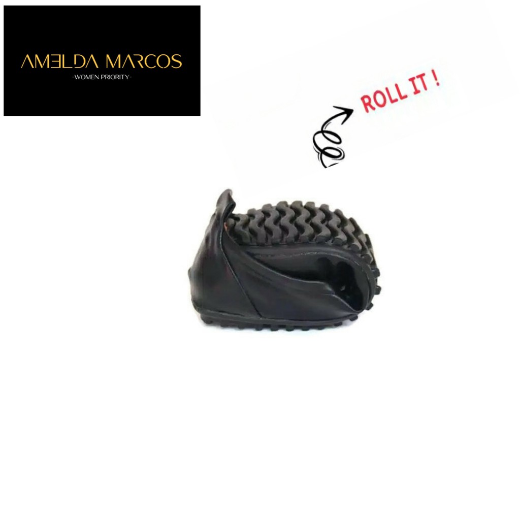 Sepatu Wanita Flatshoes Variasi Kotak Karet Bahan Sintetis