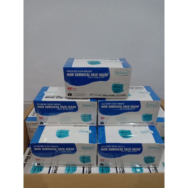 masker non medis BalMed earloop 3ply isi 50 pcs / box