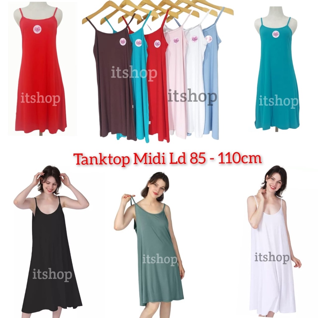 ITSHOPING - Longdress Tunik Tali Kecil / Tanktop Tali Model Panjang Fit 3L Jumbo Strech Tanktop Midi Wanita Allsize Jumbo Fit XXL 3L Premium Banyak Pilihan Warna Longdress Muat Jumbo Super Soft Sleepdress