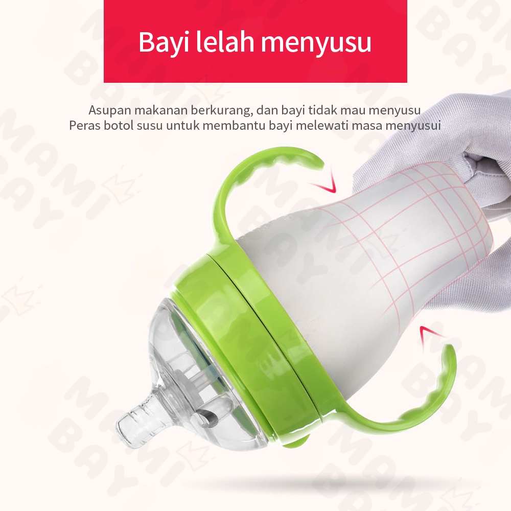 Mamibayi Botol susu silikon piko bello/Botol bayi dengan pegangan/ Baby bottle wide necke