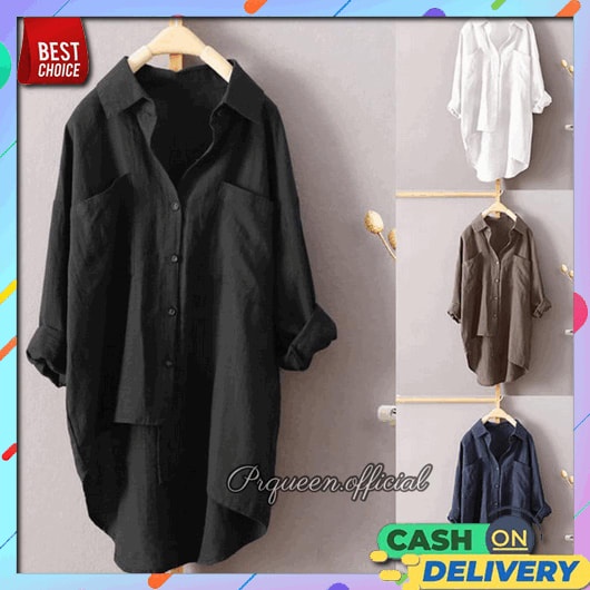 Kemeja Wanita Murah Remaja Korea Terbaru Kekinian Polos Cewek Hem Perempuan Fashion Baju Atasan Impo